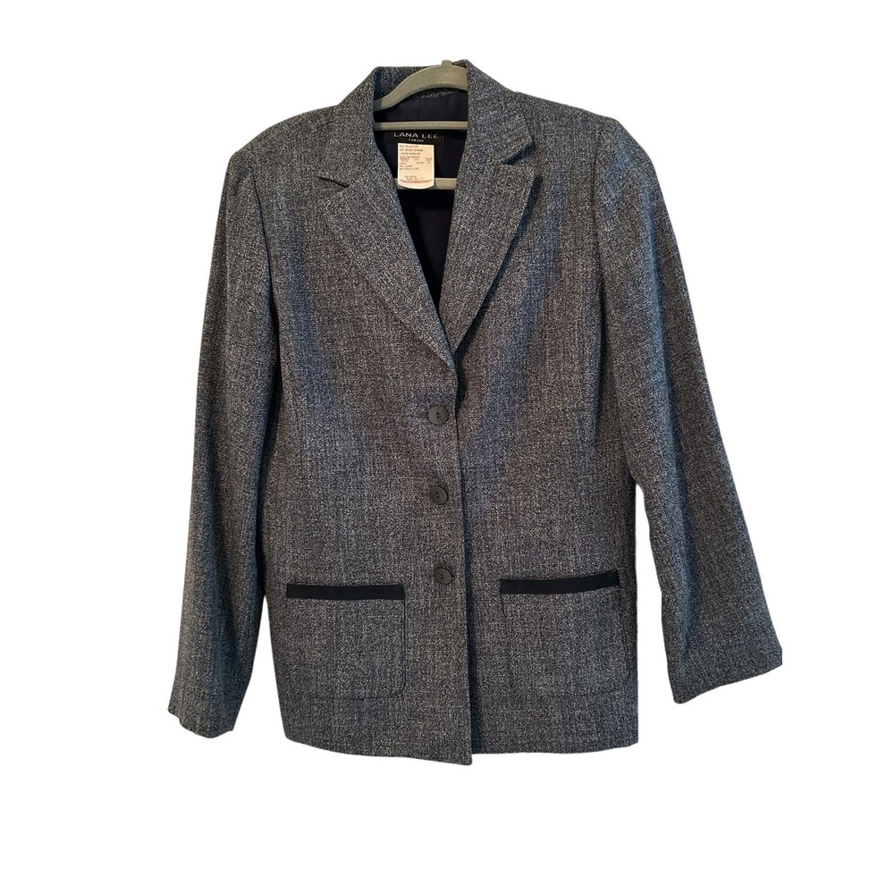 Lana Lee Canada Skirt and Blazer Navy Blue/White Size 10 Work Church Vintage